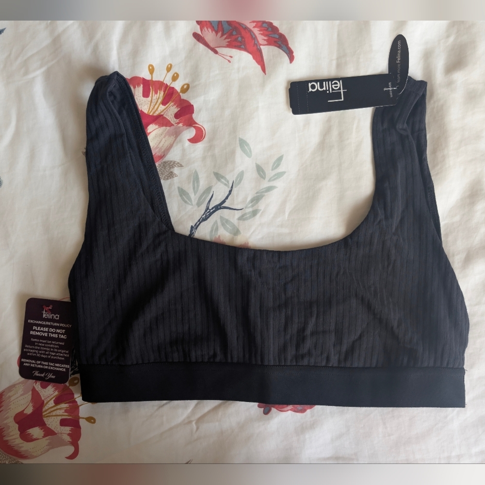 Felina Black Ribbed Bralette